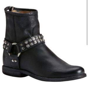Frye Phillip Studded Harness Short Boot Black